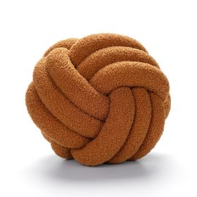 Soft Knot Ball Pillows Throw Knotted Handmade Round Plush Pillow (Color: brown, size: 22CM)