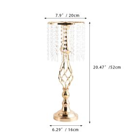 New Luxury Metal Candle Holders with Crystal Flowers Vase Candlestick Table Centerpieces Wedding Table Candle Stand Wedding Prop (Ships From: CN, Color: Gold-L)