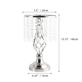 New Luxury Metal Candle Holders with Crystal Flowers Vase Candlestick Table Centerpieces Wedding Table Candle Stand Wedding Prop (Ships From: CN, Color: Silver-S)