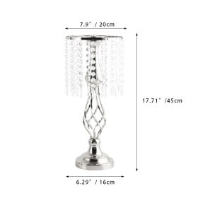 New Luxury Metal Candle Holders with Crystal Flowers Vase Candlestick Table Centerpieces Wedding Table Candle Stand Wedding Prop (Ships From: CN, Color: Silver-M)