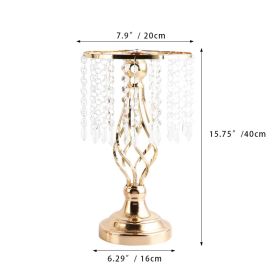 New Luxury Metal Candle Holders with Crystal Flowers Vase Candlestick Table Centerpieces Wedding Table Candle Stand Wedding Prop (Ships From: CN, Color: Gold-S)