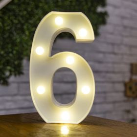 Alphabet Letter LED Lights Luminous Number Lamp Decor Battery Night Light for home Wedding Birthday Christmas party Decoration (Type: 6)