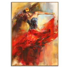 Ha's Art 100% Hand Painted Abstract Oil Painting Wall Art Modern Beautiful Dancing Girl Picture Canvas Home Decor For Living Room Bedroom No Frame (size: 60X90cm)