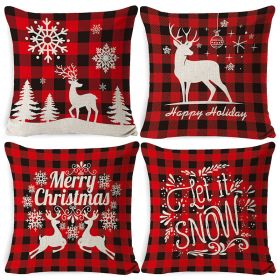 Christmas Pillow Covers, 4PCS Winter Holiday Decorations Xmas Rustic Throw Pillowcase (Color: color5)