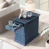 Classic Vintage Livingroom End Table Side Table with USB Ports and One Multifunctional Drawer with cup holders