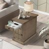 Classic Vintage Livingroom End Table Side Table with USB Ports and One Multifunctional Drawer with cup holders