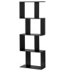 2/3/4 Tiers Wooden S-Shaped Bookcase for Living Room Bedroom Office