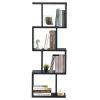 2/3/4 Tiers Wooden S-Shaped Bookcase for Living Room Bedroom Office