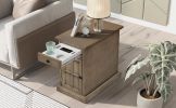 Classic Vintage Livingroom End Table Side Table with USB Ports and One Multifunctional Drawer with cup holders