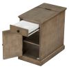 Classic Vintage Livingroom End Table Side Table with USB Ports and One Multifunctional Drawer with cup holders