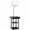 Floor Lamp Bedside Desk with USB Charging Ports Shelves